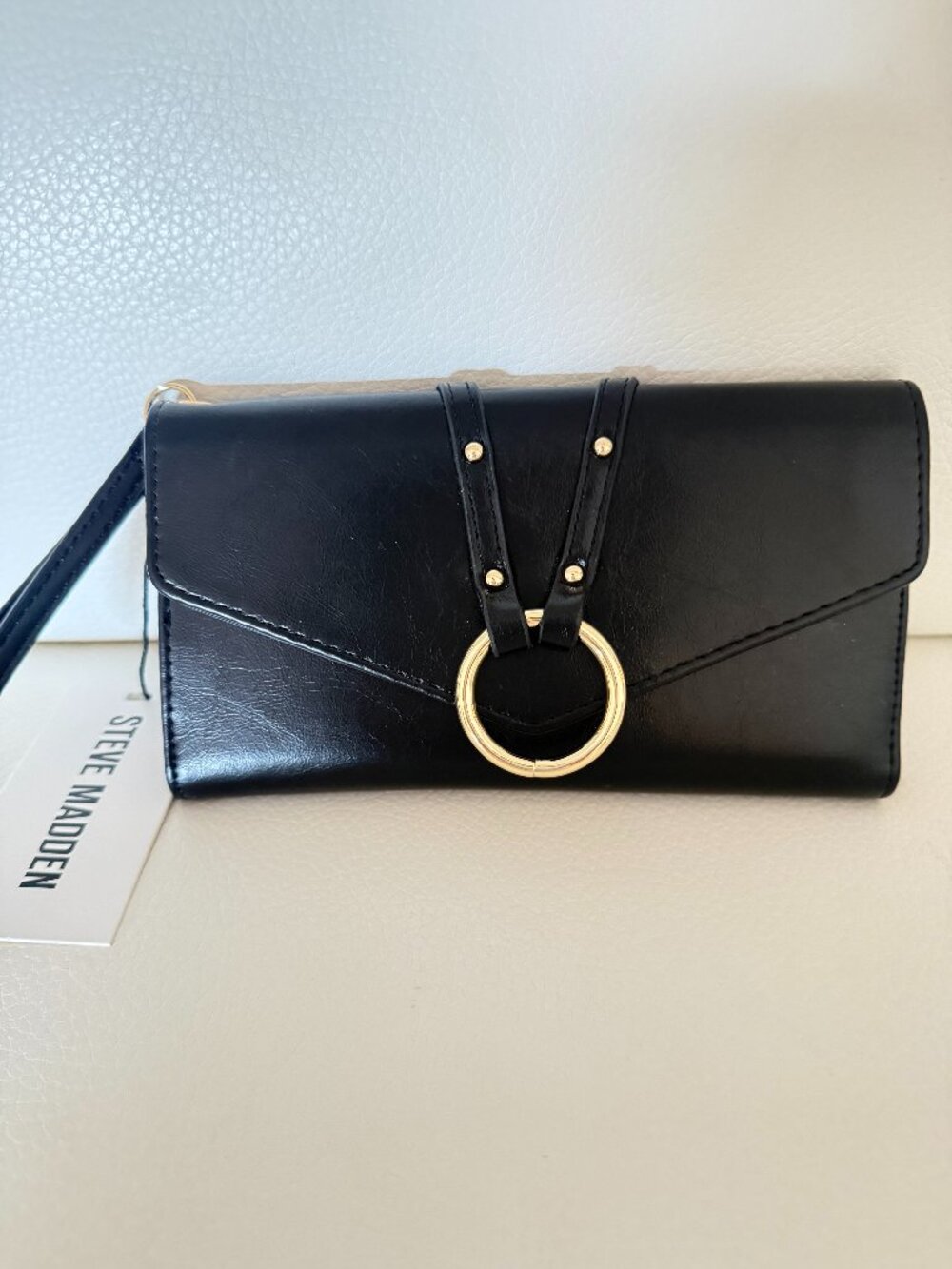 NWT STEVE MADDEN BDUNN WALLET CLUTCH WRISTLET BAG BLACK